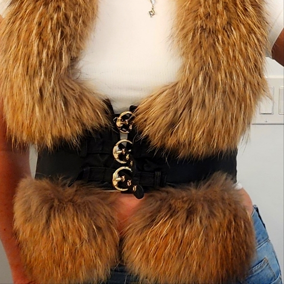 Faux Fur Brown Waist Belt - Picture 1 of 8